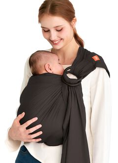 Solid Linen Baby Ring Sling, Charcoal, hi-res